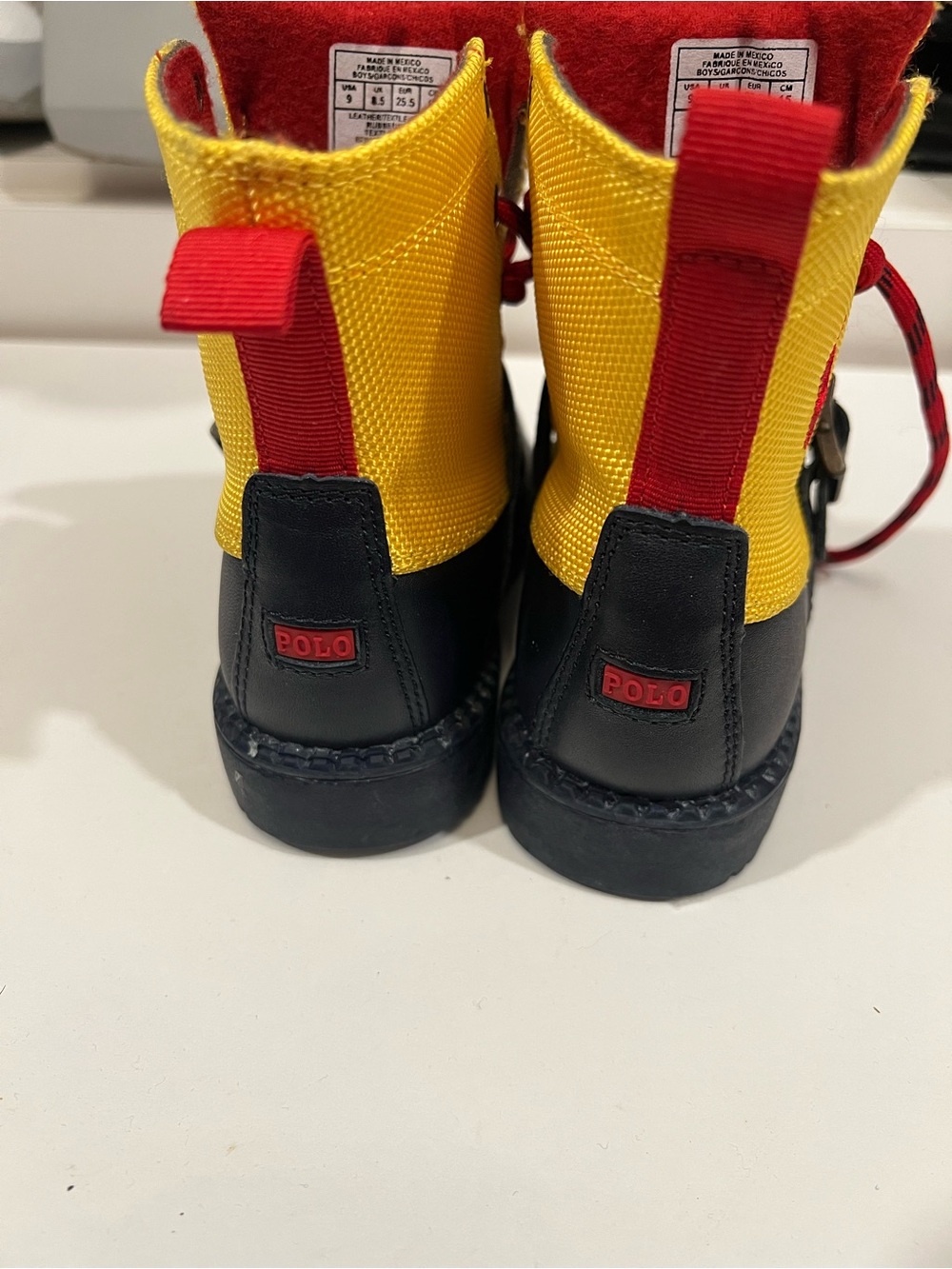 Polo by Ralph Lauren Yellow, Navy & Red Toddler Lace-Up Buckle Boots; NWOT - Picture 7 of 8
